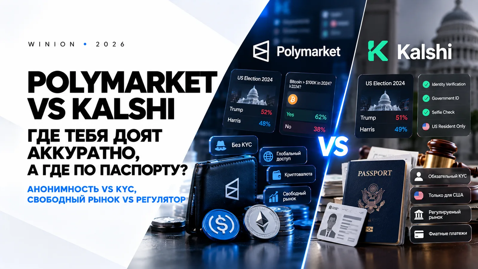 Polymarket vs Kalshi: где тебя доят аккуратно, а где по паспорту